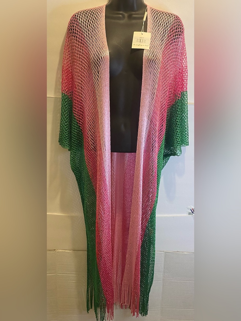 NWT Do Everything In Love Two Tone Lurex Kimono Pink Green OS💖✨💚✨